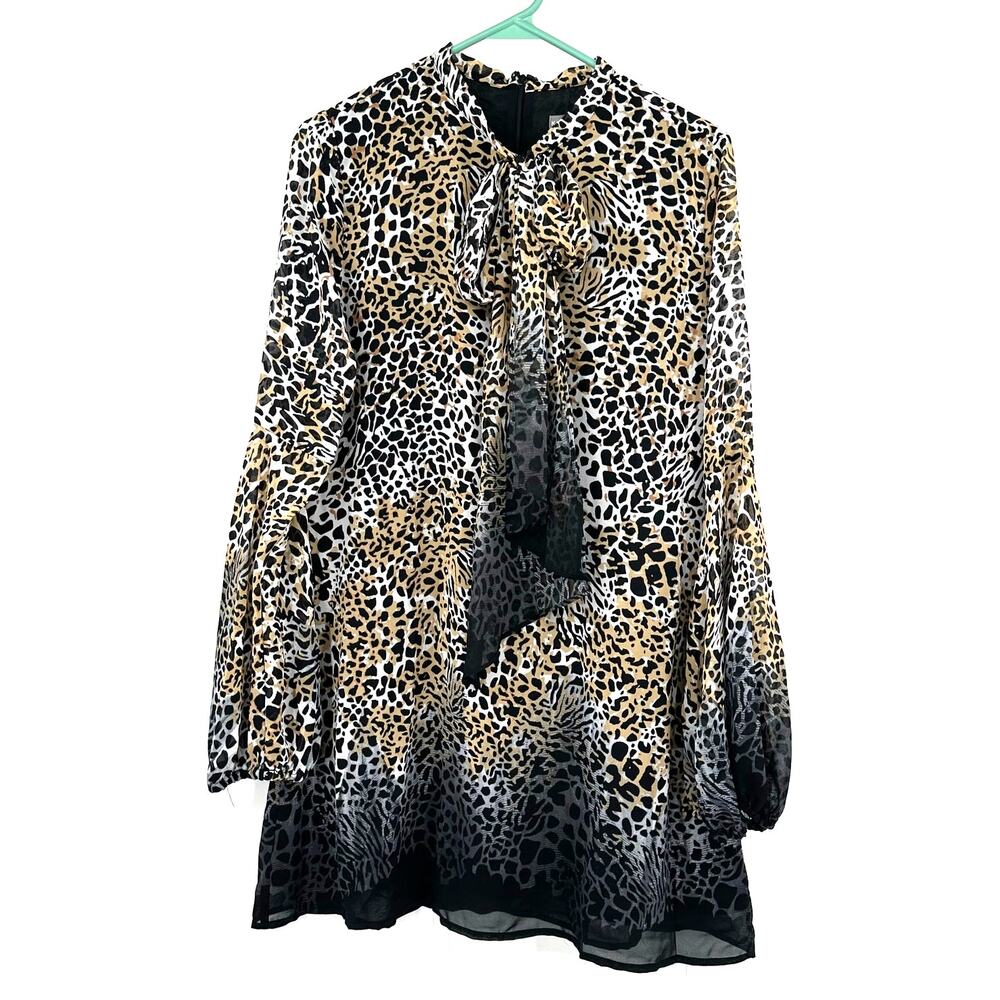 Kate & Mallory‎ Size Small Dress Brown Leopard Print Gradient Long Sleeve Sheath